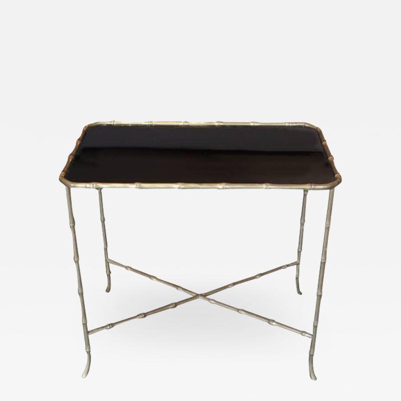  Maison Bagu s Maison Bagues Bronze Bamboo and Black Glass Side Table France c 1930s