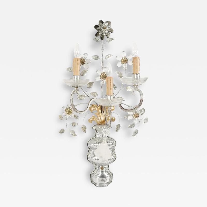  Maison Bagu s Maison Bagues Crystal Rock Crystal Three Light Sconce