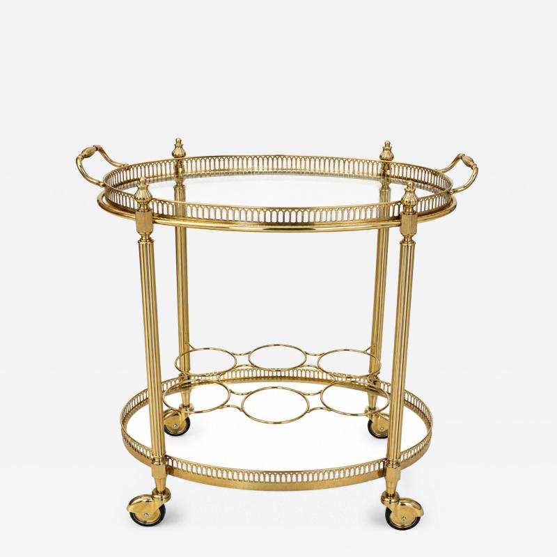  Maison Bagu s Maison Bagues Oval Brass Bar Cart Circa 1960