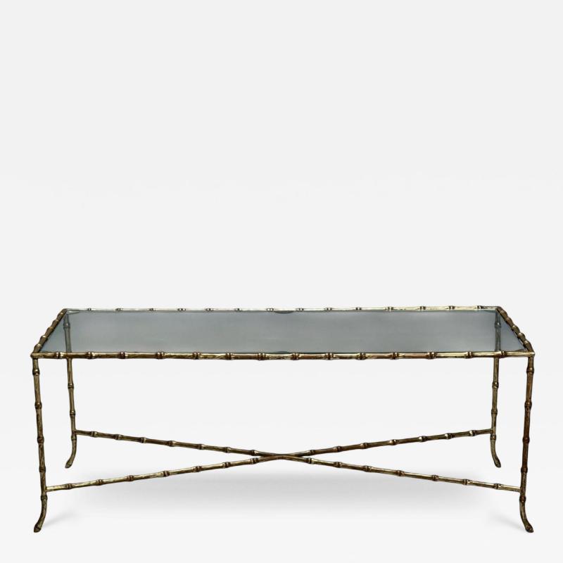  Maison Bagu s Maison Bagues Style Faux Bamboo Brass Glass Coffee Table France 1940s