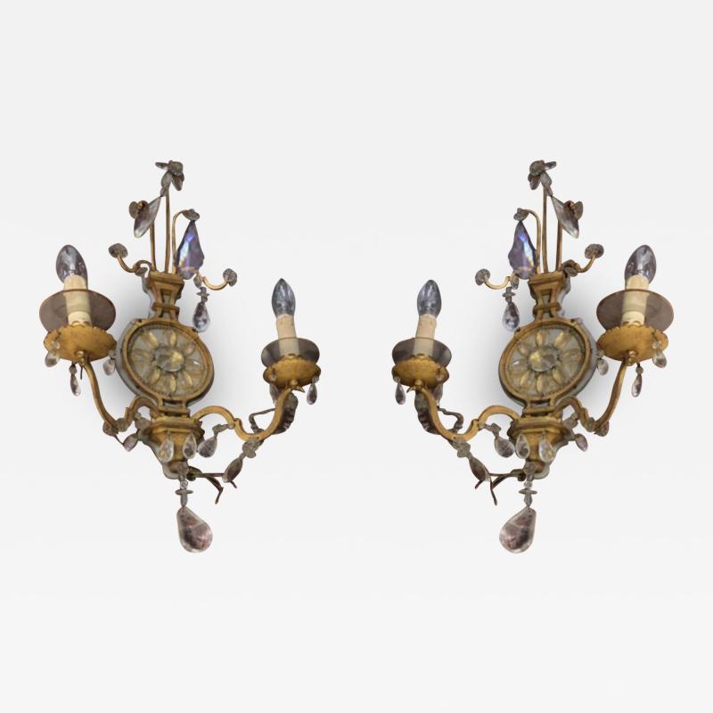  Maison Bagu s Maison Bagues early rarest pair of gold leaf wrought iron sconces