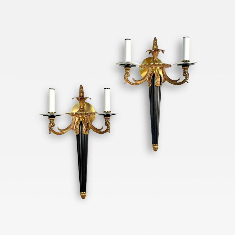  Maison Bagu s Pair Louis XVI Style French Sconces Wall Lights Ebony Bronze Maison Bagues