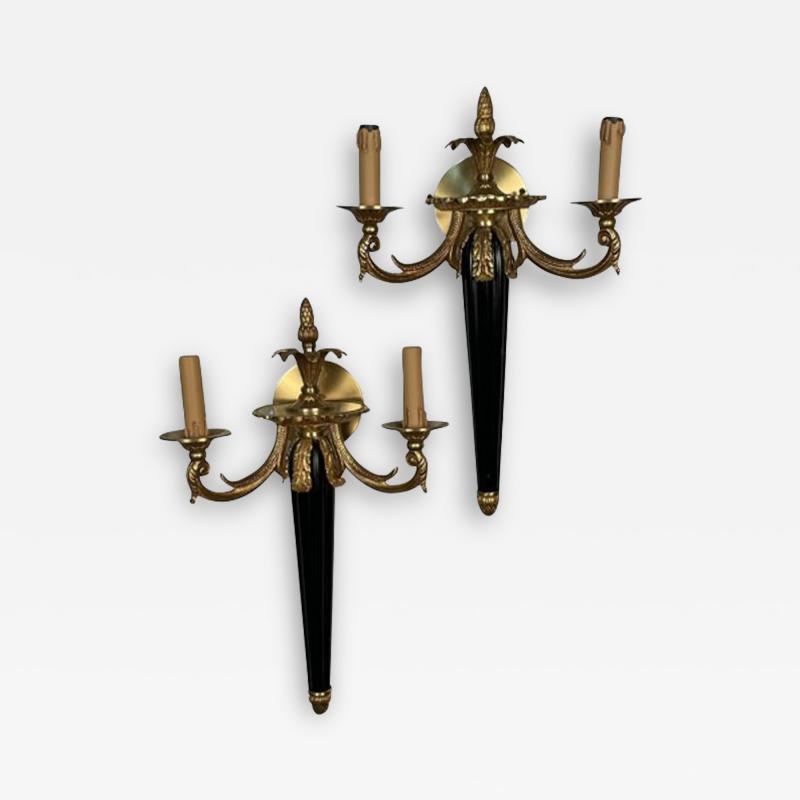  Maison Bagu s Pair of Louis XVI French Style Wall Sconces Maison Bagues Hollywood Regency