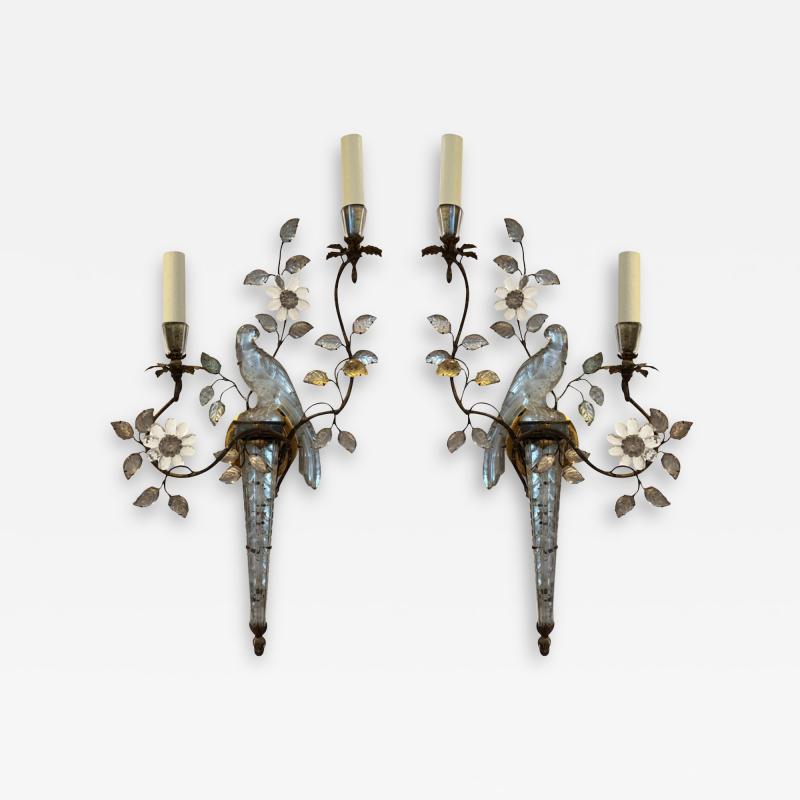  Maison Bagu s Pair of Maison Bagu s Parrot and Torch Wall Sconces