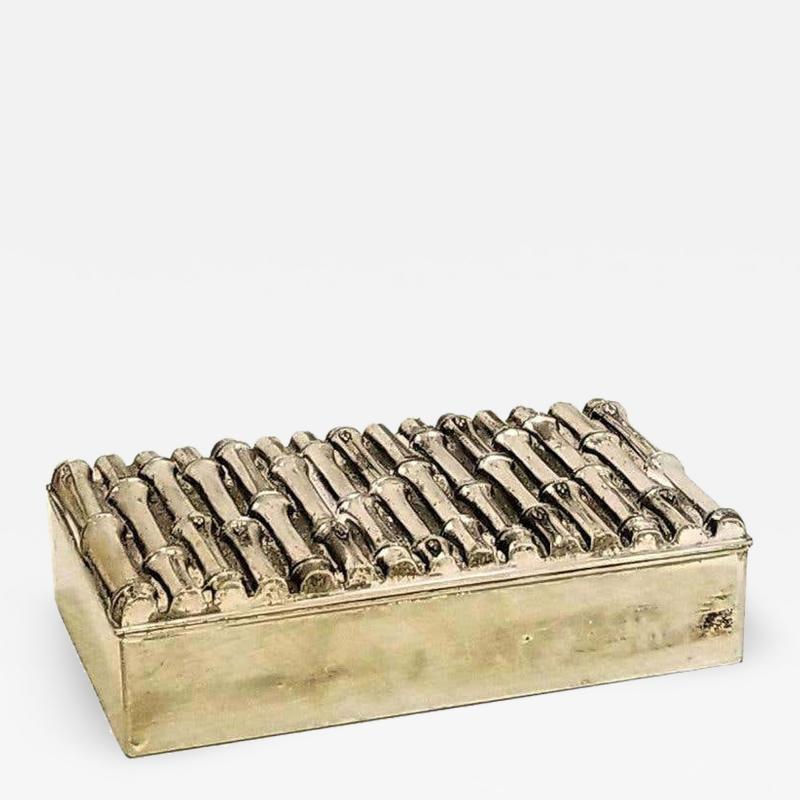  Maison Bagu s Petite Silver Plated Faux Bamboo Container in the style of Bagu s France 1960s