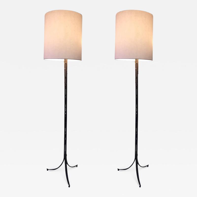  Maison Bagu s RARE PAIR OF MAISON BAGUES GILT BRONZE BAMBOO TRIPOD FLOOR LAMPS