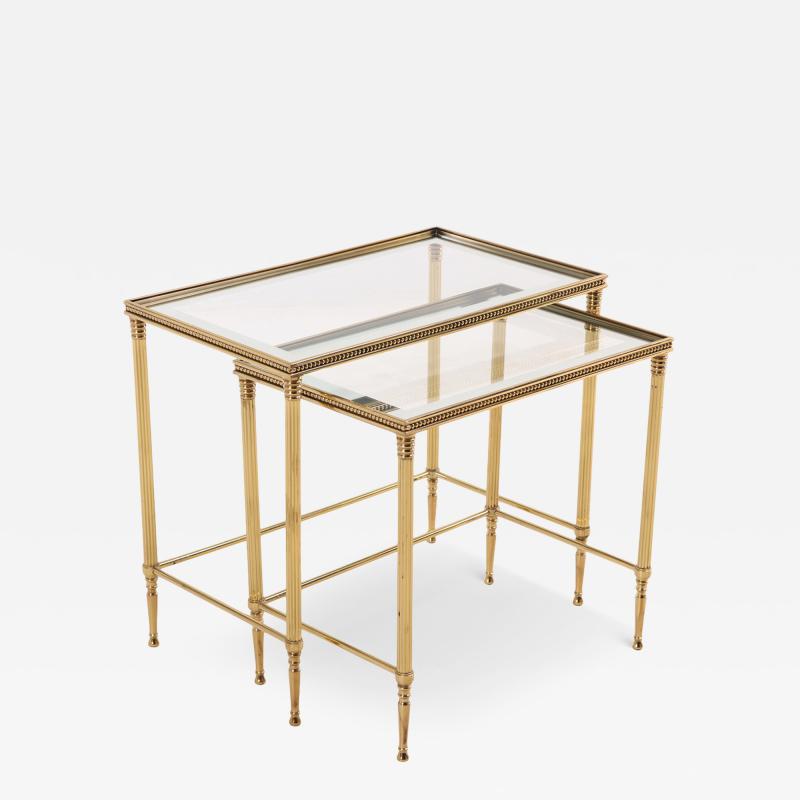  Maison Bagu s Vintage Pair Italian Brass Nesting Tables Hollywood Regency Style