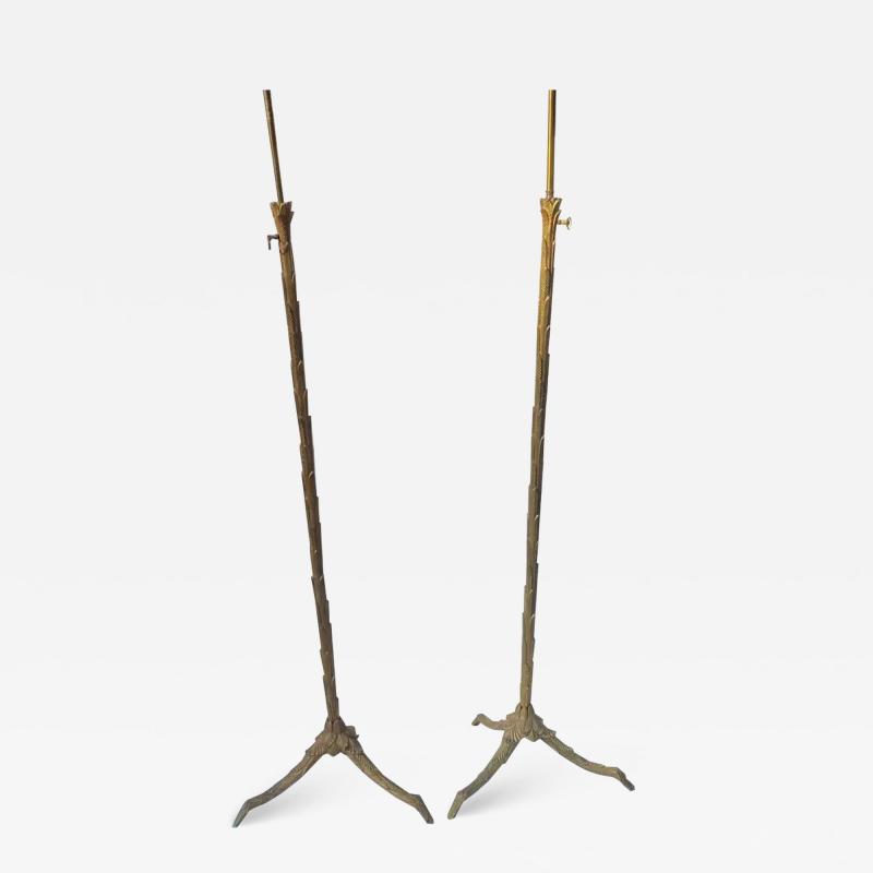  Maison Charles et Fils 1970 Pair Of Patinated Bronze Floor Lamps Maison Charles Palm Tree Model