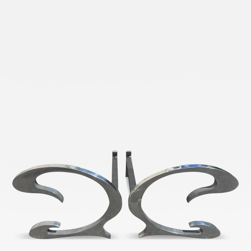  Maison Charles et Fils 1970s Decorative andirons by Maison Charles