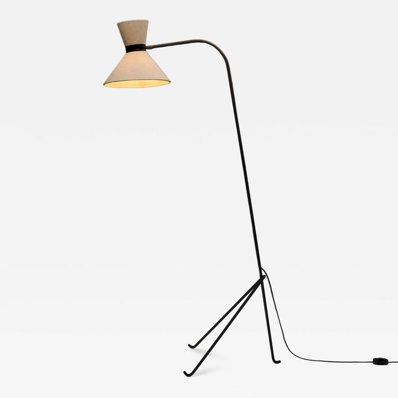  Maison Lunel Black Lacquered Metal Floor Lamp by Lunel France Mid 20th Century