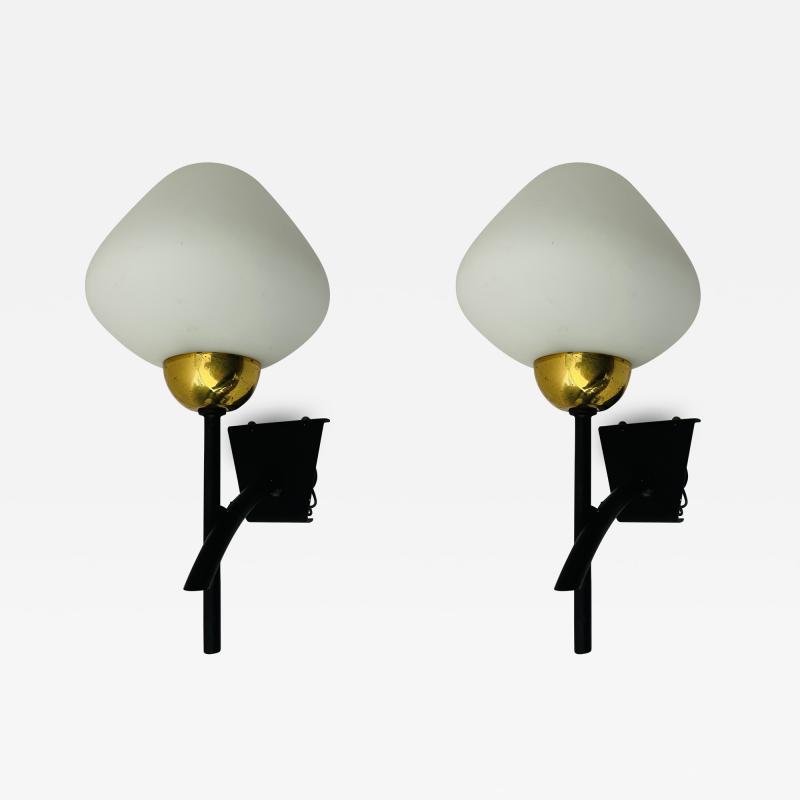  Maison Lunel Lunel Pair of 1960s Mid Century French Wall Lamps