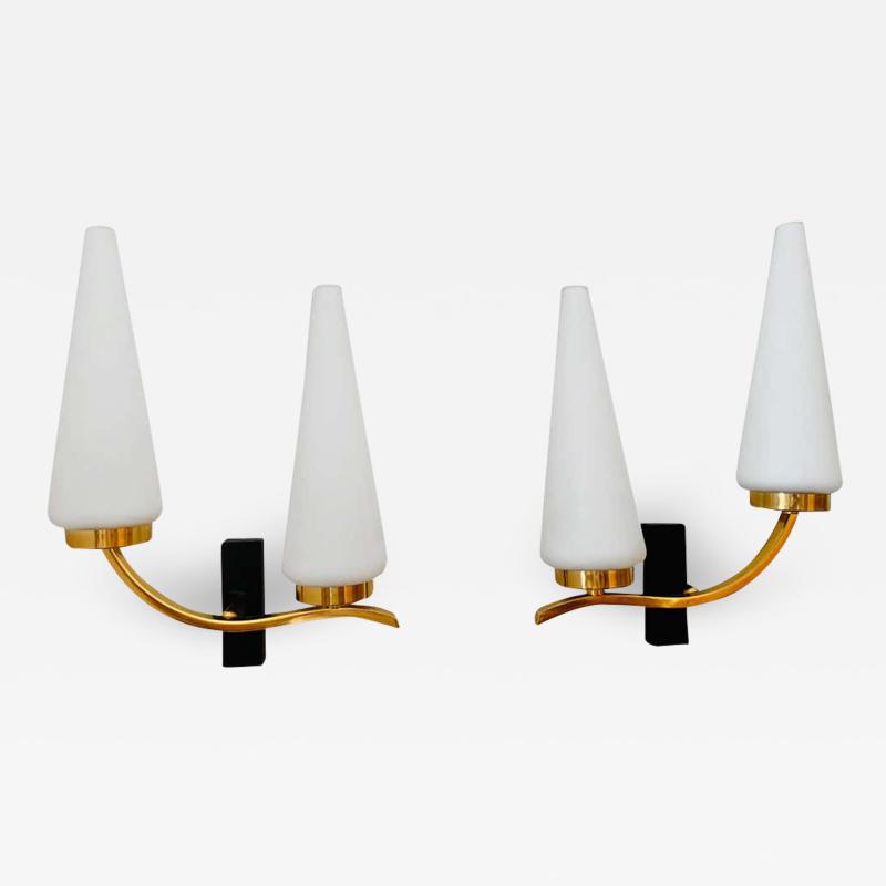  Maison Lunel Pair of French 1950s Lunel Wall Lights