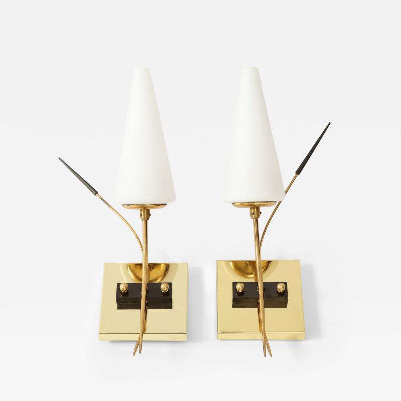  Maison Lunel Pair of French 1950s Wall Sconces by Lunel 