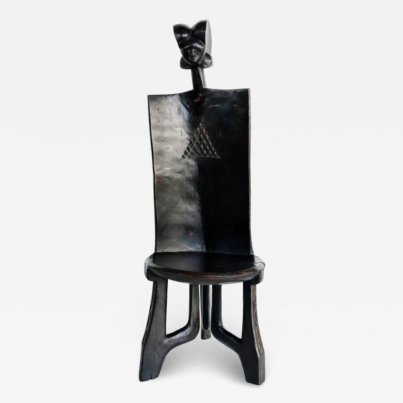  Makonde People Late 20th Century African Carved Throne Chair Makonde People of Tanzania