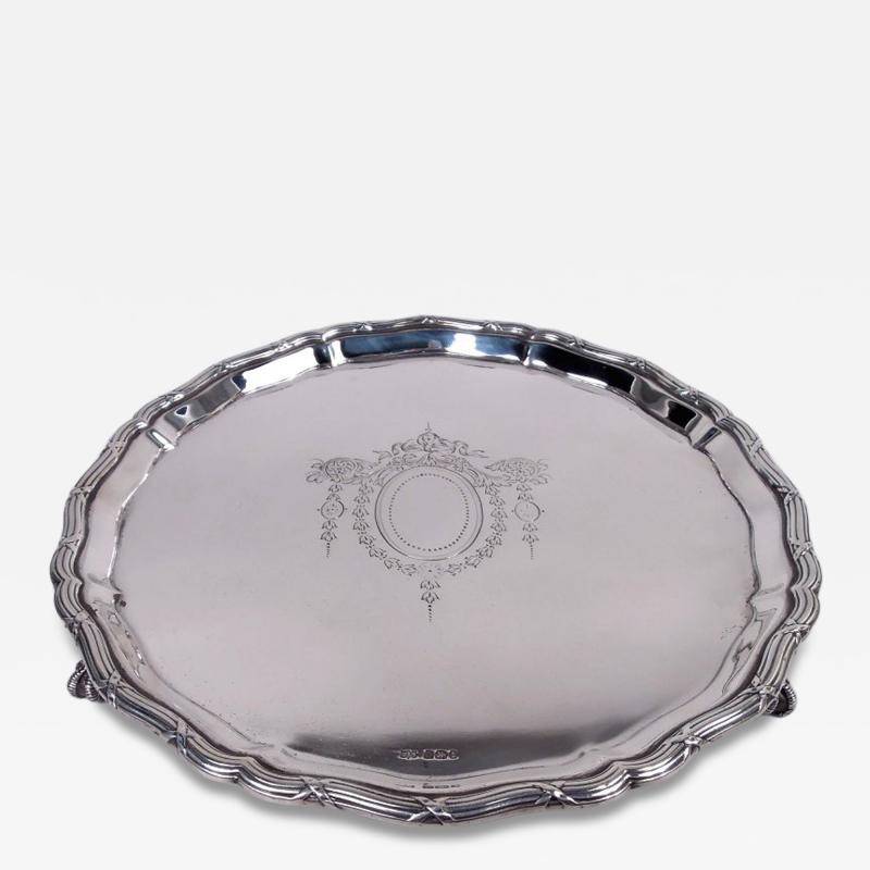  Mappin Webb Antique English Edwardian Regency Sterling Silver Salver 1911