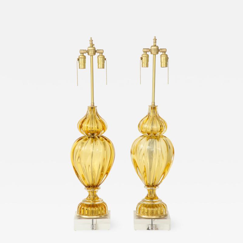  Marbro Lamp Company Marbro Amber Murano Glass Lamps