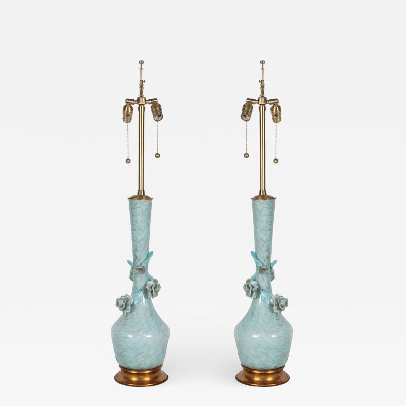  Marbro Lamp Company Marbro Robins Egg Blue Murano Lamps