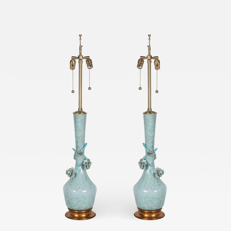  Marbro Lamp Company Marbro Robins Egg Blue Murano Lamps