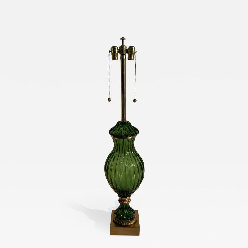  Marbro Lamp Company Murano Seguso Green Glass Lamp for Marbro