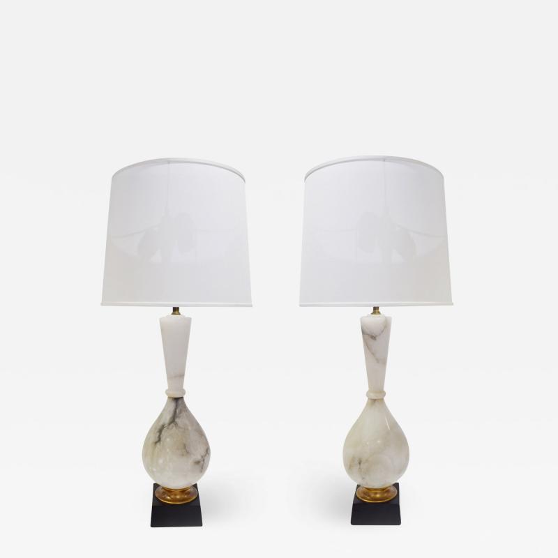  Marbro Lamp Company Pair Of Large Artisan Marble Table Lamps 1950s