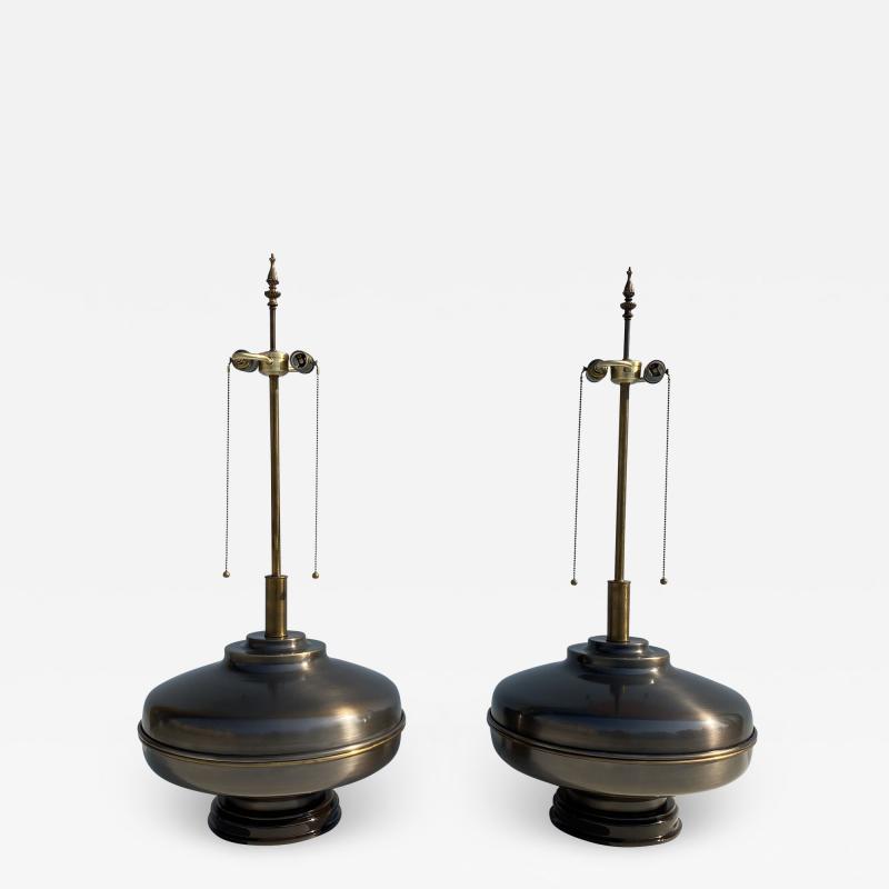  Marbro Lamp Company Pair of X Large Antique Brass Lamps