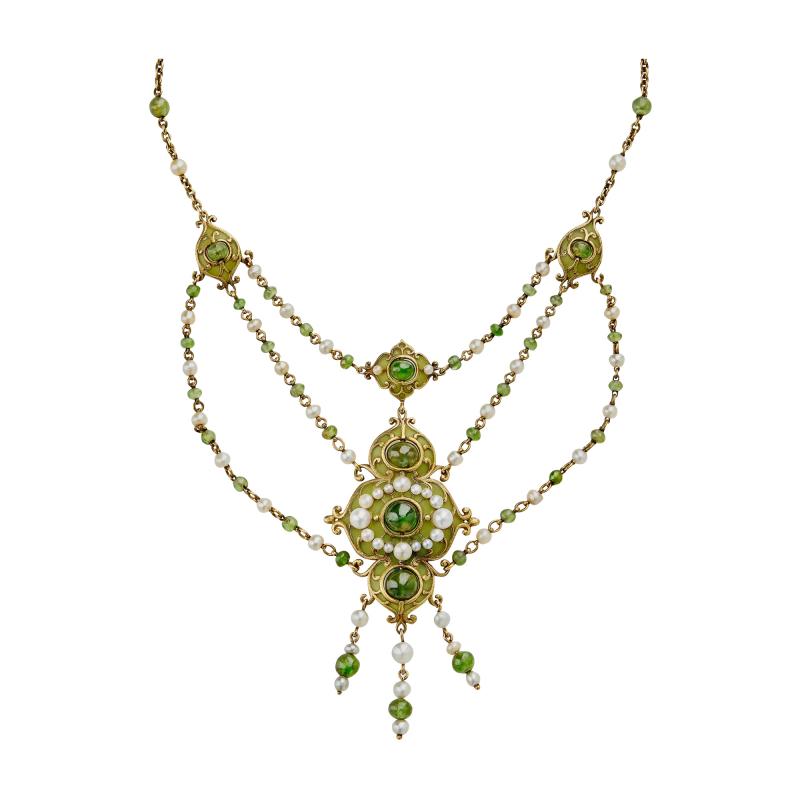  Marcus Co Marcus Co Plique jour Enamel and Peridot Necklace