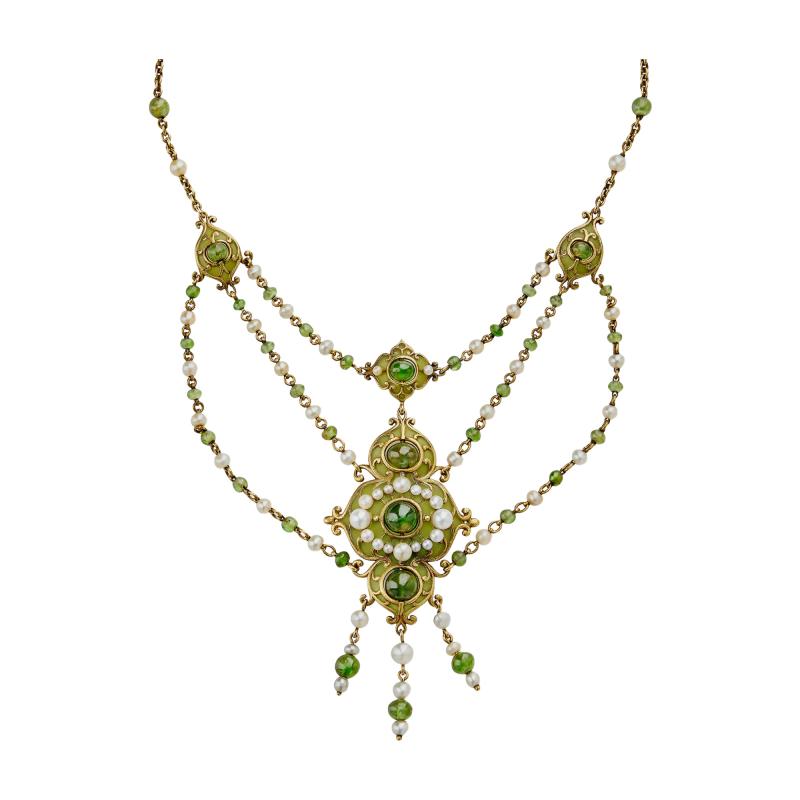  Marcus Co Marcus Co Plique jour Enamel and Peridot Necklace