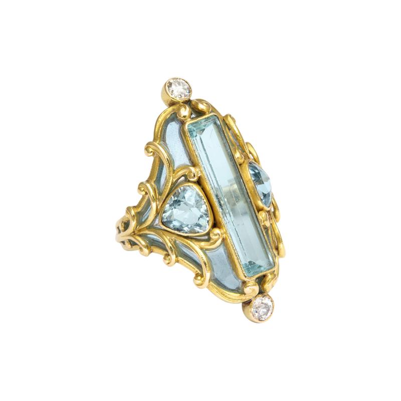  Marcus Co Plique a Jour Aqua Ring by Marcus Co 