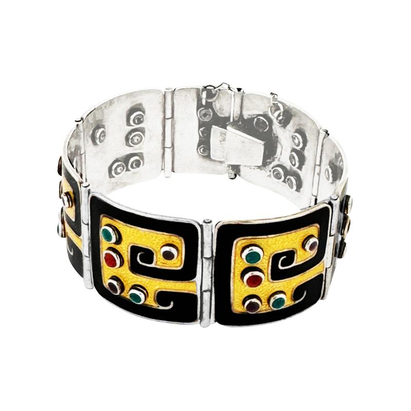  Margot de Taxco Rare Margot de TaxcoArt Deco Enamel Bracelet with Stones