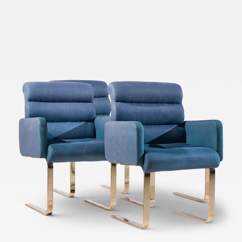  Mariani Lugano Frank Mariani Lugano Mid Century Brass Cantilever Dining Chairs Set of 4