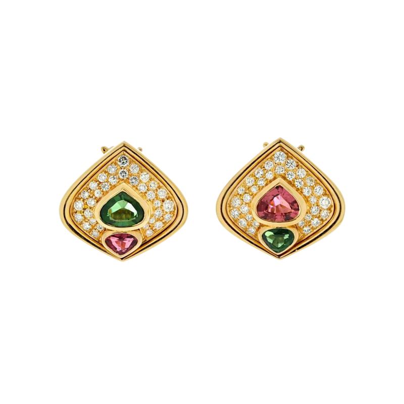  Marina B MARINA B 18K YELLOW GOLD DIAMOND AND TOURMALINE EARRINGS