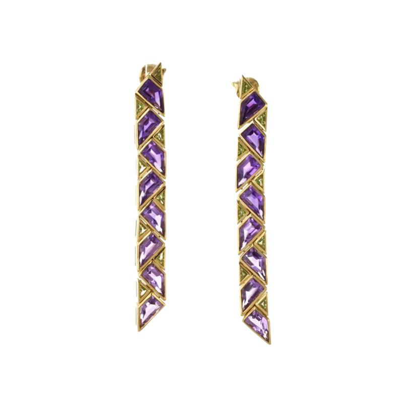  Marina B Marina B 18K Yellow Gold Pyramide Amethyst Earrings