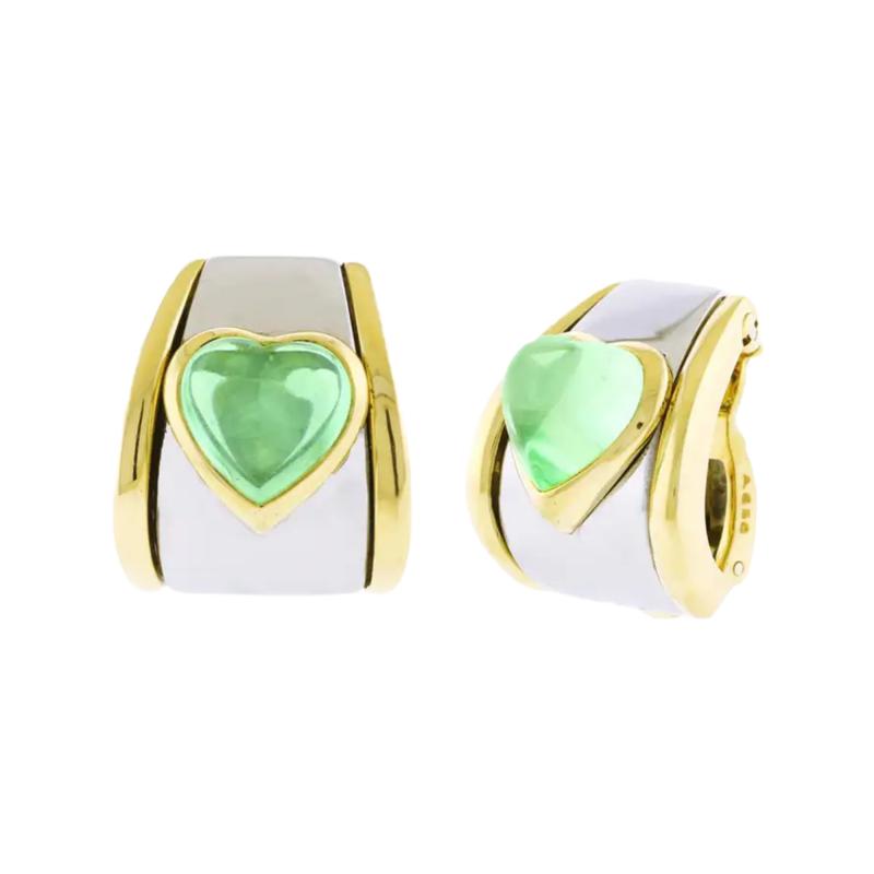  Marina B Marina B 18kt Gold and Steel Green Amethyst Earrings