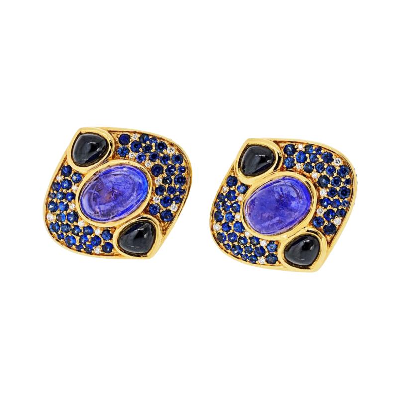  Marina B Marina B Lucilla 18K YG Spinel Tanzanite Diamond and Sapphires Earrings