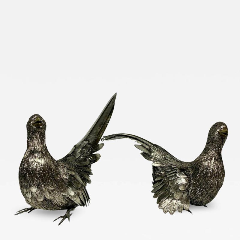  Mario Buccellati A PAIR OF STANDING SILVER BIRDS BY MARIO BUCCELLATI ITALY CIRCA 1950