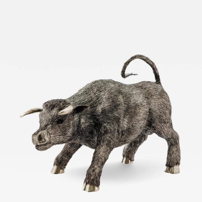  Mario Buccellati A Powerful Buccellati Sterling Silver Furry Model of a Bull