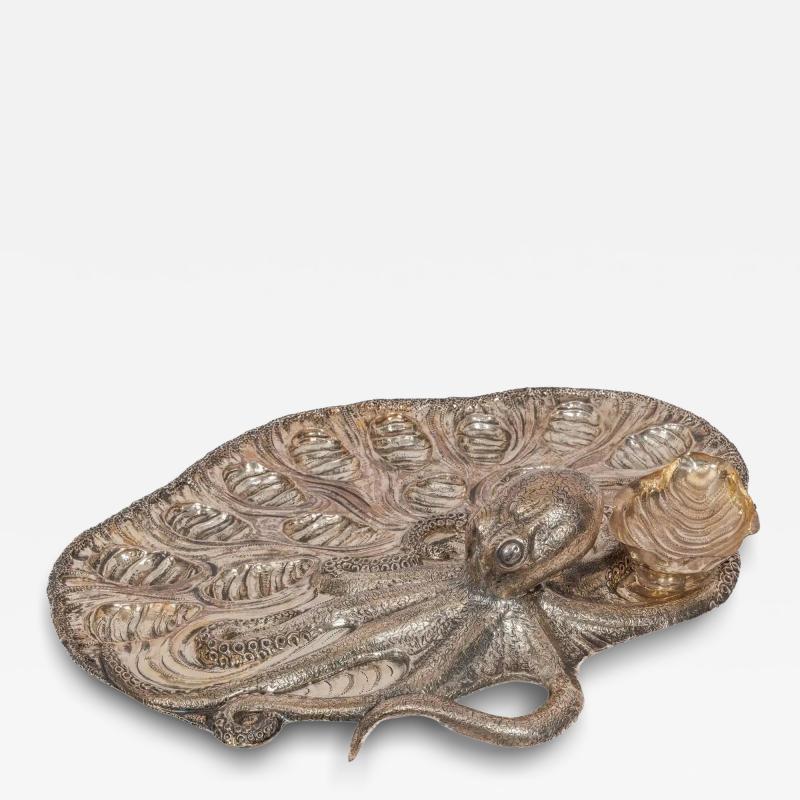  Mario Buccellati Deep Sea Majesty Buccellati Sterling Silver Marine Oyster Tray with Octopus