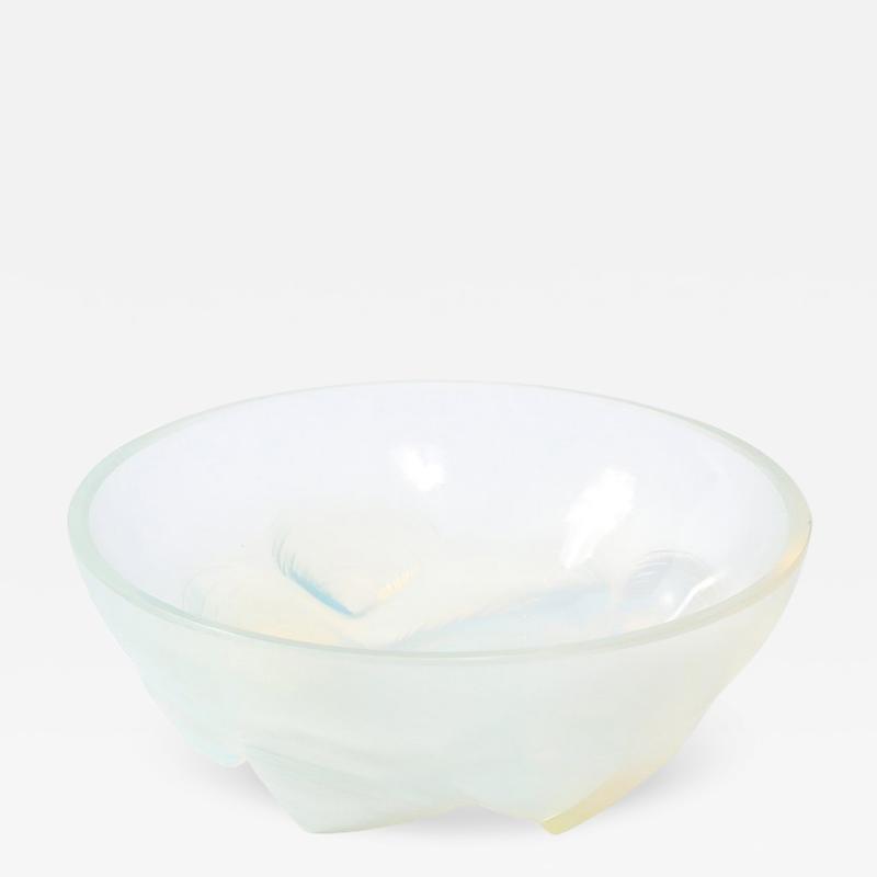  Marius Ernest Sabino Art Deco Opalescent Glass Shell Bowl Signed Sabino