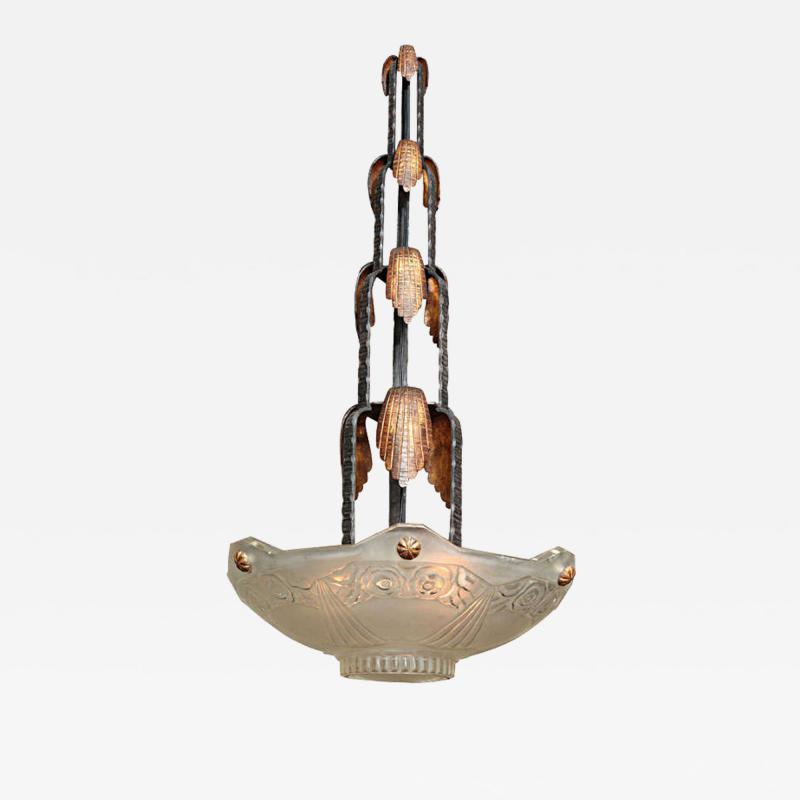  Marius Ernest Sabino French Art Deco Chandelier by Sabino