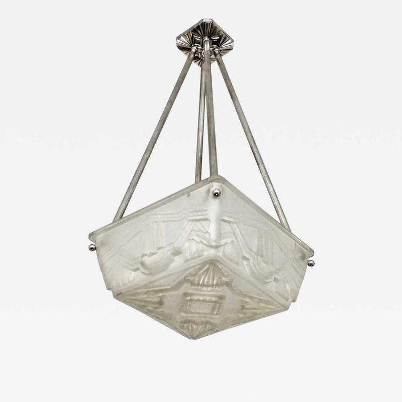  Marius Ernest Sabino French Art Deco Flush Pendant Chandelier by Sabino
