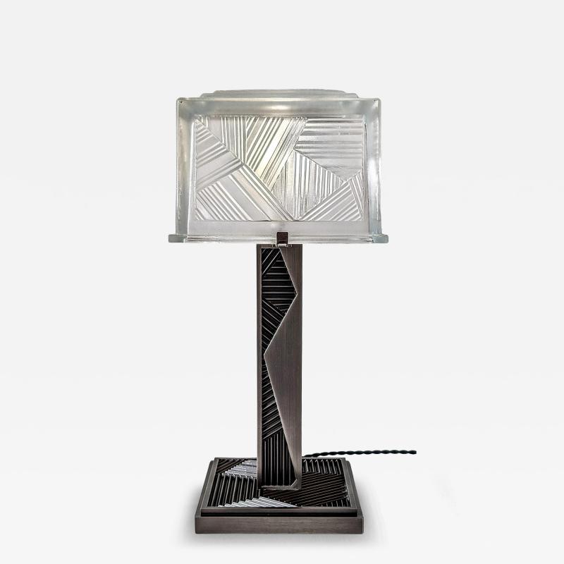  Marius Ernest Sabino French Art Deco Geometric Table Lamp Signed by Sabino pair available 