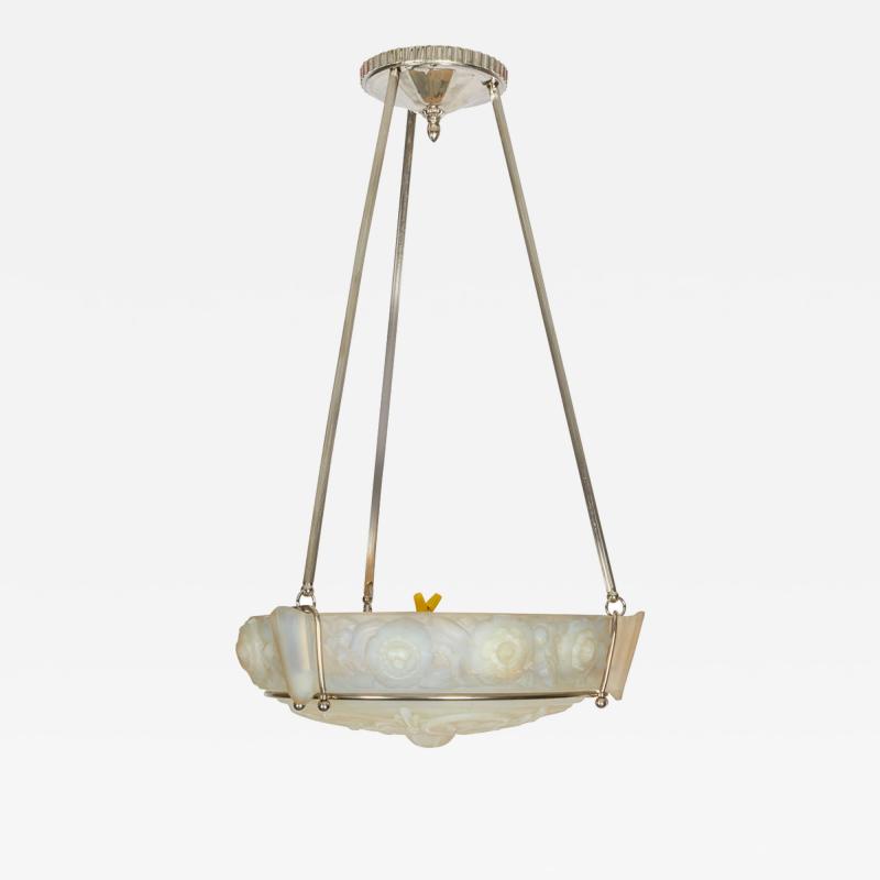  Marius Ernest Sabino French Art Deco Opalescent Chandelier by Sabino