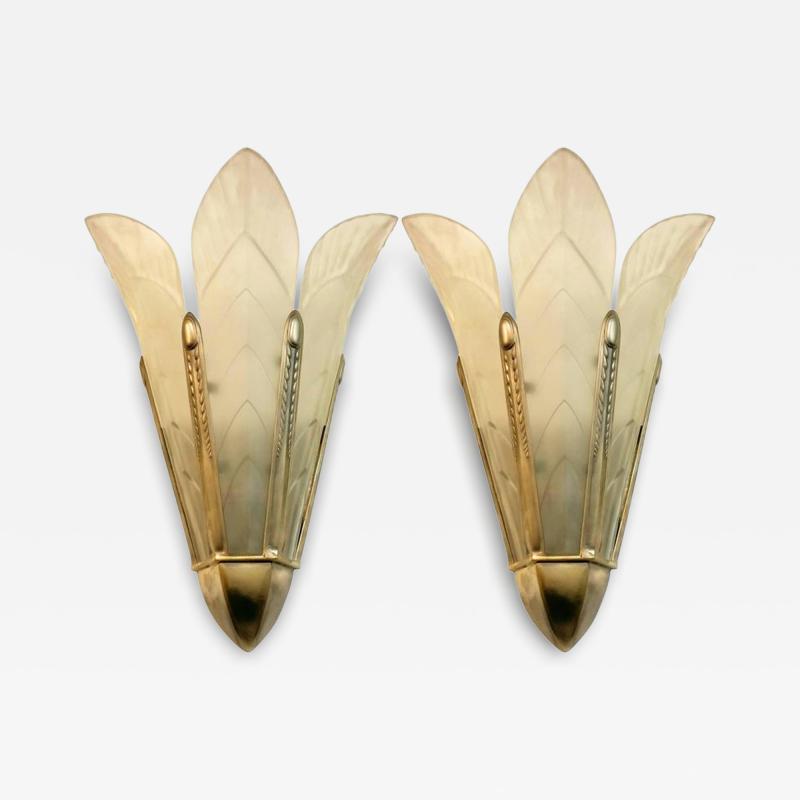  Marius Ernest Sabino French Art Deco Wall Sconces by Sabino