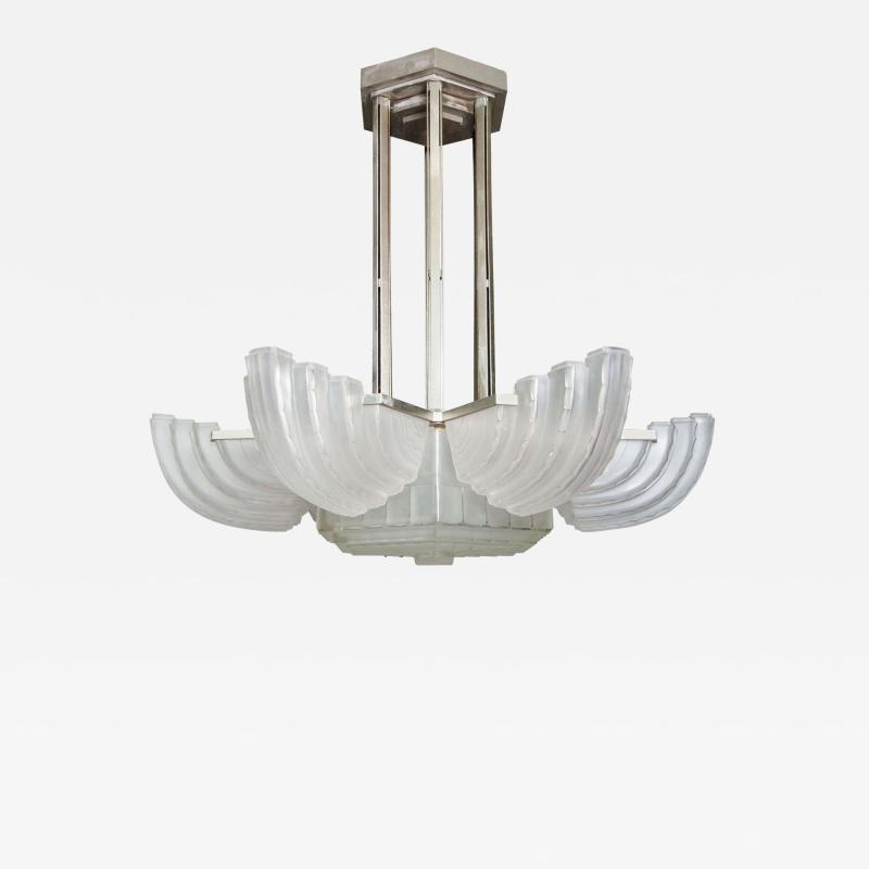  Marius Ernest Sabino Large and Important Art Deco Chandelier by Sabino