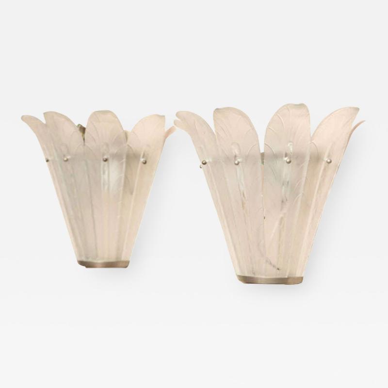  Marius Ernest Sabino Pair of Art Deco Wall Sconces by Sabino