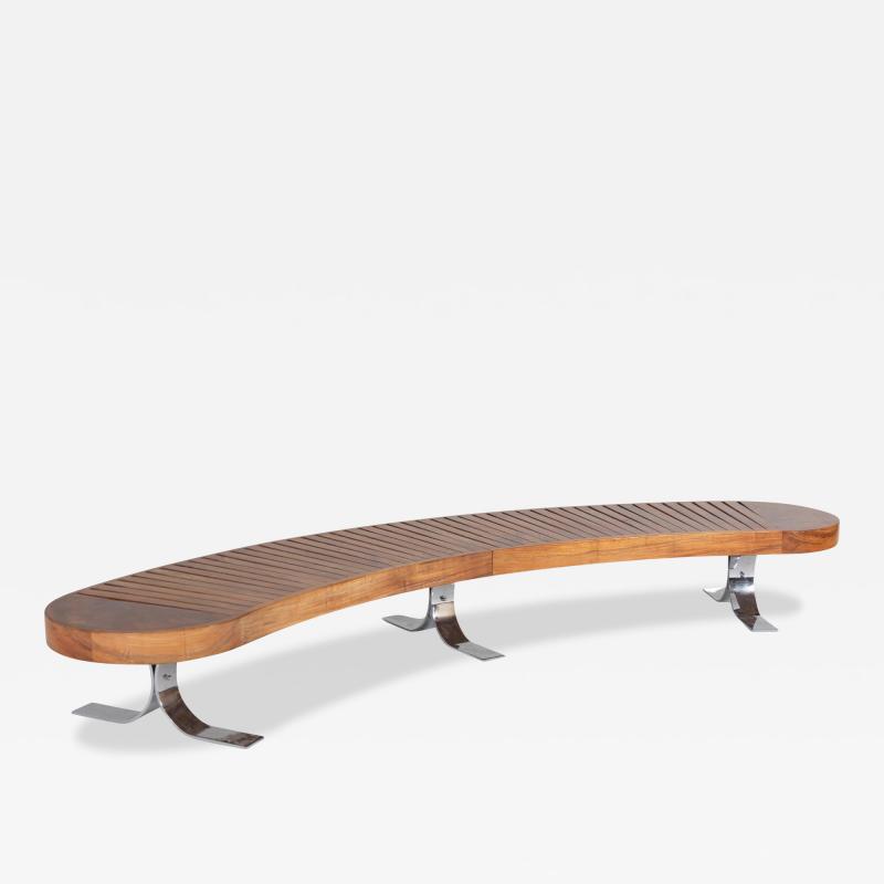  Martin Eisler Carlo Hauner Mid Century Modern Curved Bench by Carlo Hauner Martin Eisler for Forma 1960s