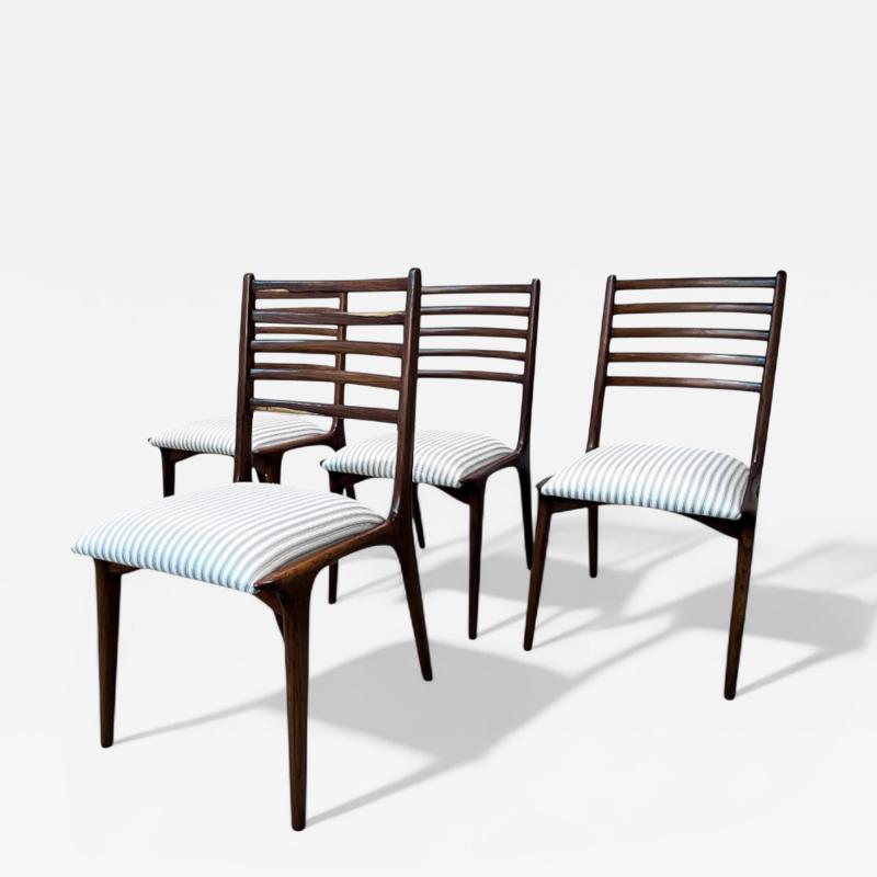  Martin Eisler Carlo Hauner Set of 4 Chairs in Rosewood Striped upholstery Carlo Hauner 1950s Lot 254