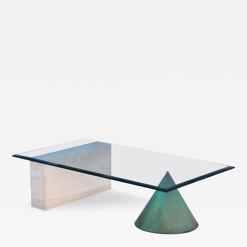  Massimo and Lella Vignelli Massimo Lella Vignelli for Casigliani Kono Coffee Table in Travertine Copper