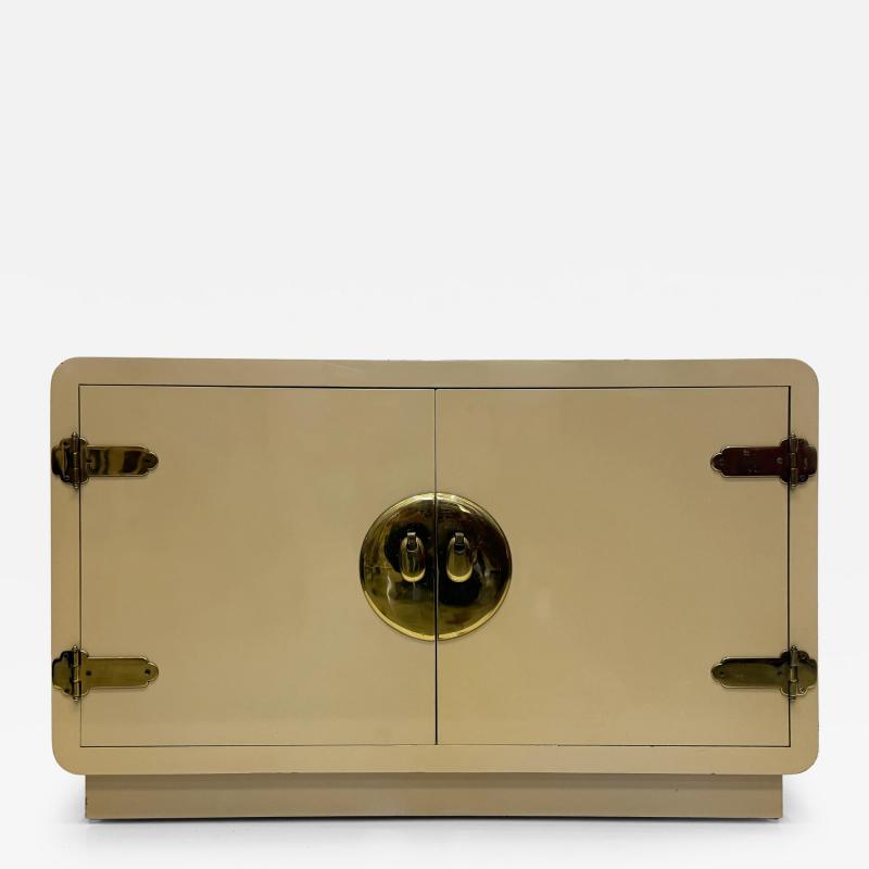  Mastercraft 1970s Lacquered Asian Inspired Mastercraft Cabinet Overscale Brass Hardware