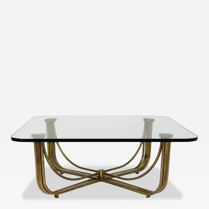 Mastercraft 1970s Mastercraft Solid Brass and Glass Square Coffee Table USA Designed Made
